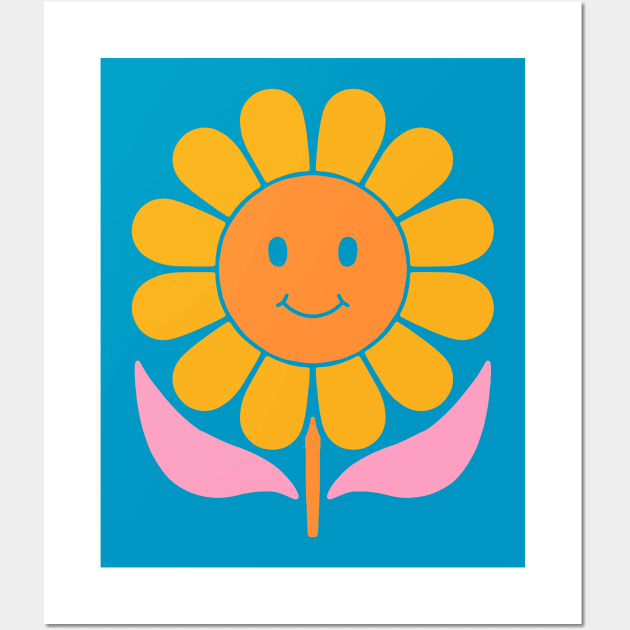 Retro Smiley Flower Wall Art by JunkyDotCom